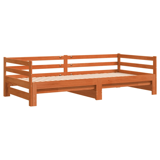 Sofá-cama, Sofá conversível com gavetão 90x200 cm madeira de pinho castanho cera