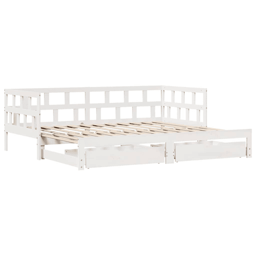 Sofá-cama, Sofá conversível com gavetão e gavetas sem colchão 90x200 cm branco