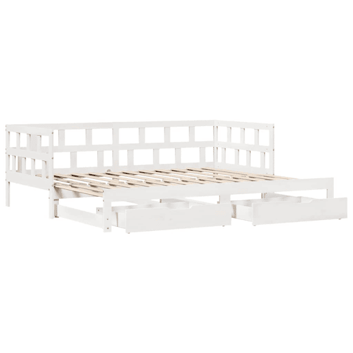 Sofá-cama, Sofá conversível com gavetão e gavetas sem colchão 90x200 cm branco