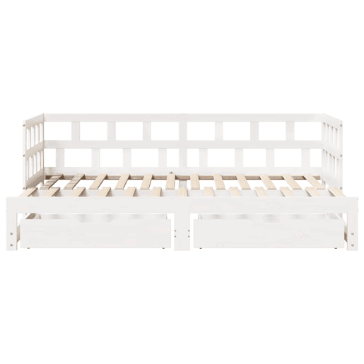 Sofá-cama, Sofá conversível com gavetão e gavetas sem colchão 90x200 cm branco