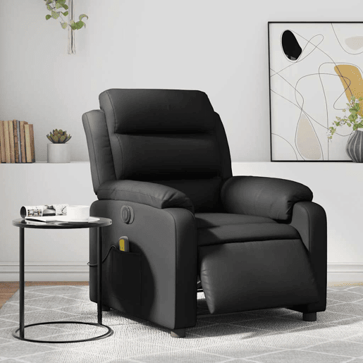 Poltrona massagens reclinável - Poltrona relax elétrica couro artificial preto
