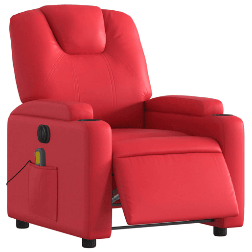 Poltrona massagens reclinável - Poltrona relax elétrica couro artif. vermelho