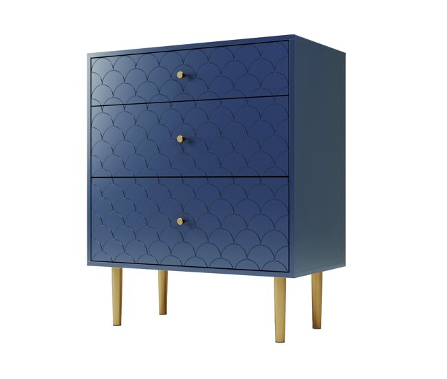 Cómoda 3 cajones 89x75x40 cm - sideboard/highboard para dormitorio y sala - azul marino