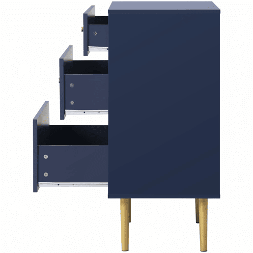Cómoda com 3 gavetas 89x75x40 cm - AparadorHighboard para quarto e sala - Azul marinho