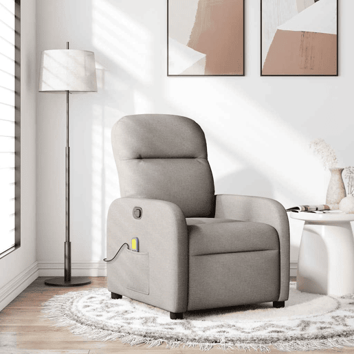 Poltrona de massagens reclinável - Poltrona relax tecido cinzento-acastanhado