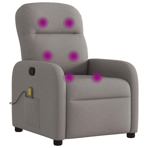 Poltrona de massagens reclinável - Poltrona relax tecido cinzento-acastanhado