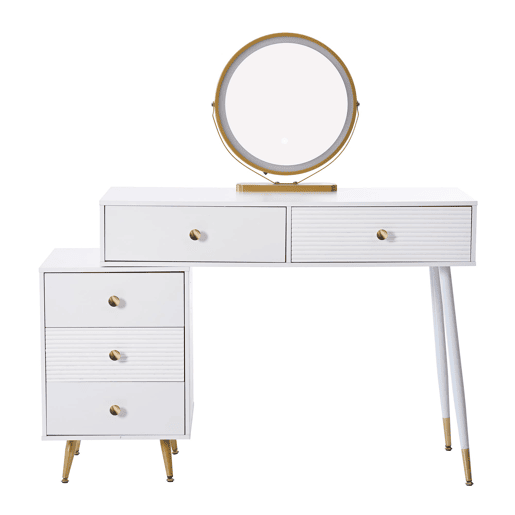 Penteadeira 100x78x40 cm - LED, espelho, armário lateral ajustável, design removível - Branco Penteadeira 100x78x40 cm - LED, espelho, armário lateral ajustável, design removível - Branco