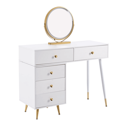 Penteadeira 100x78x40 cm - LED, espelho, armário lateral ajustável, design removível - Branco Penteadeira 100x78x40 cm - LED, espelho, armário lateral ajustável, design removível - Branco