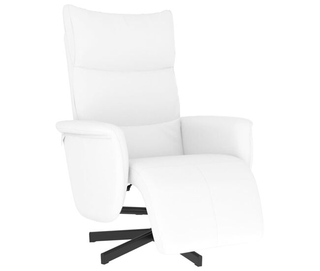 Sillón reclinable - sillón relax con reposapiés cuero sintético blanco