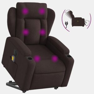 Poltrona elétrica massagens - Poltrona relax tecido castanho-escuro