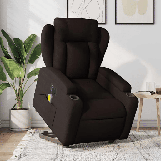 Poltrona elétrica massagens - Poltrona relax tecido castanho-escuro