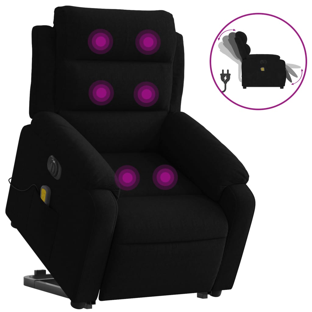 Sillón de masaje reclinable elevable - sillón relax terciopelo negro