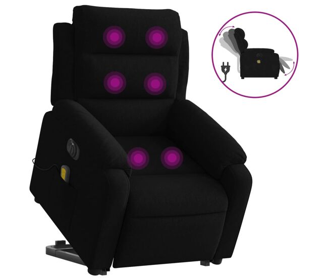 Sillón de masaje reclinable elevable - sillón relax terciopelo negro
