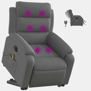Poltrona elétrica elevatória massagens - Poltrona relax tecido cinzento-escuro