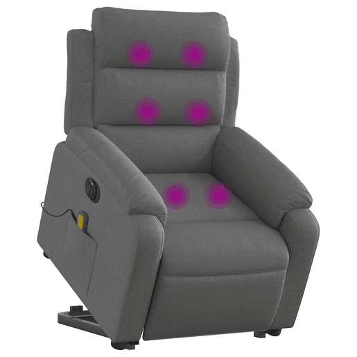 Poltrona elétrica elevatória massagens - Poltrona relax tecido cinzento-escuro Poltrona elétrica elevatória massagens - Poltrona relax tecido cinzento-escuro