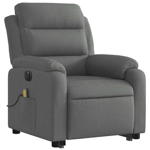 Poltrona elétrica elevatória massagens - Poltrona relax tecido cinzento-escuro Poltrona elétrica elevatória massagens - Poltrona relax tecido cinzento-escuro