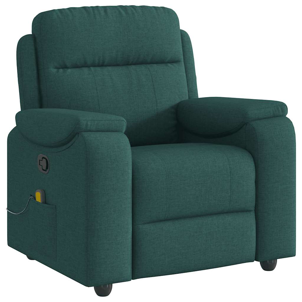 Sillón de masaje reclinable - sillón relax de tela verde oscuro