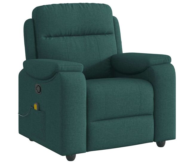 Sillón de masaje reclinable - sillón relax de tela verde oscuro