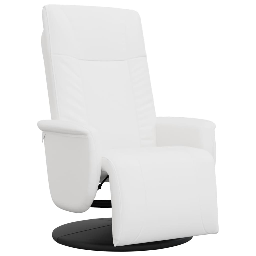 Sillón reclinable - sillón relax con reposapiés cuero sintético blanco