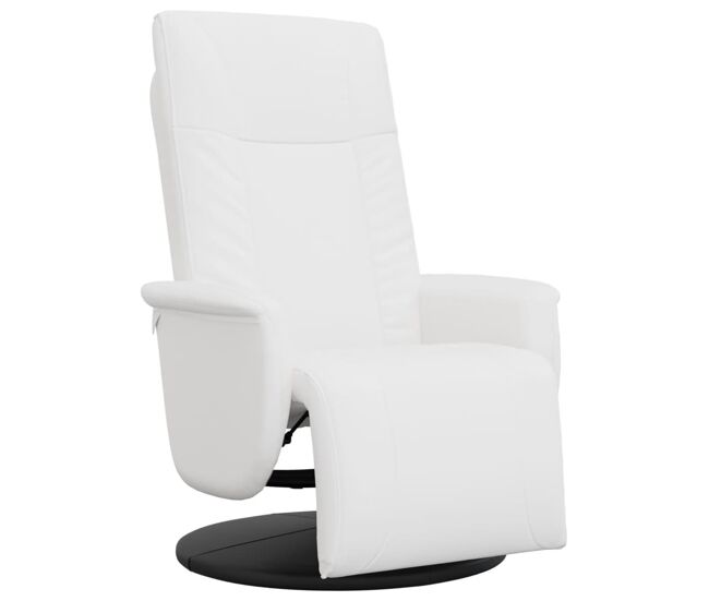 Sillón reclinable - sillón relax con reposapiés cuero sintético blanco