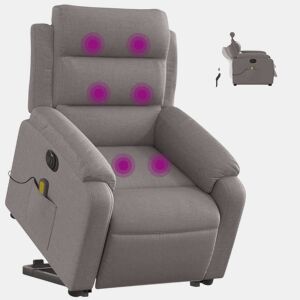 Poltrona elétrica elevatória massagens - Poltrona relax tecido cinza-acastanhado