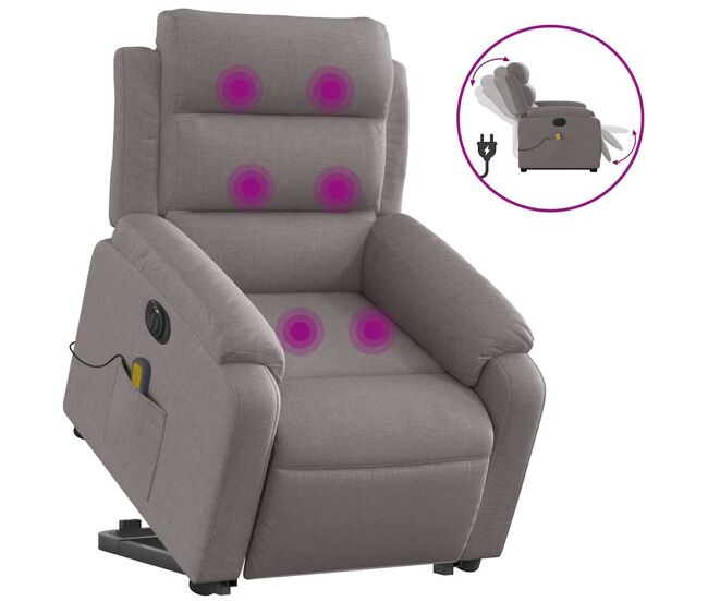 Sillón de masaje eléctrico reclinable - sillón relax elevable tela taupé