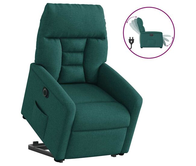 Sillón eléctrico reclinable elevable - sillón relax de tela verde oscuro