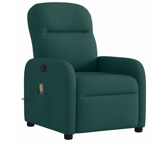 Sillón de masaje reclinable - sillón relax de tela verde oscuro