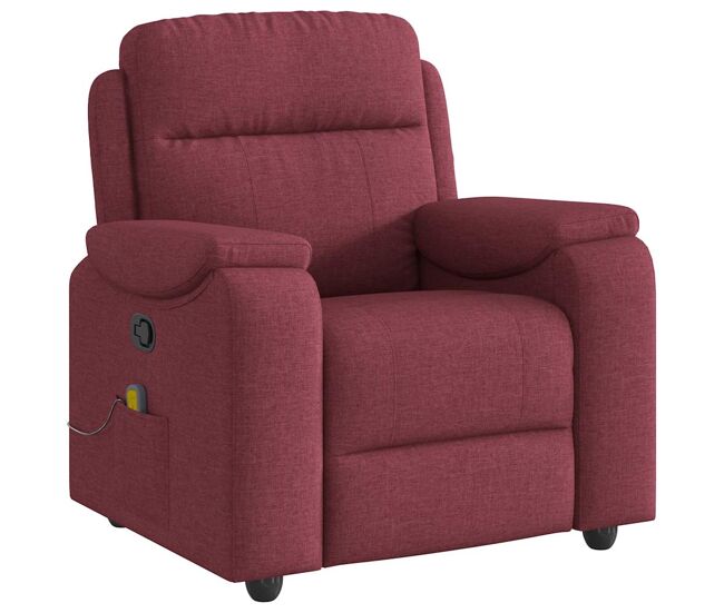 Sillón de masaje reclinable - sillón relax de tela color vino tinto