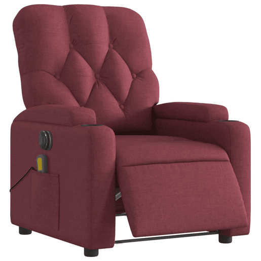 Poltrona reclinável de massagens - Poltrona relax elétrica tecido vermelho tinto