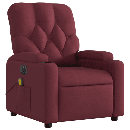 Poltrona reclinável de massagens - Poltrona relax elétrica tecido vermelho tinto