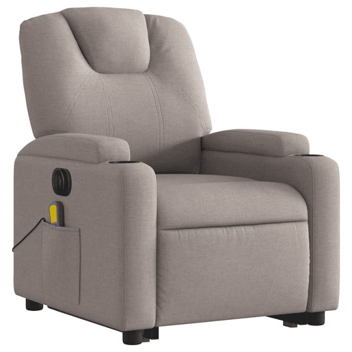 Poltrona elétrica elevatória massagens - Poltrona relax tecido cinza-acastanhado