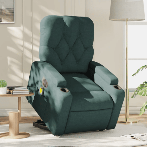Poltrona elétrica massagens - Poltrona relax tecido verde-escuro