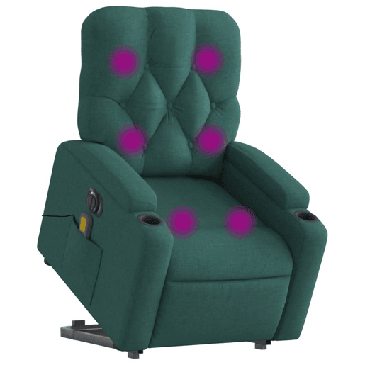 Poltrona elétrica massagens - Poltrona relax tecido verde-escuro
