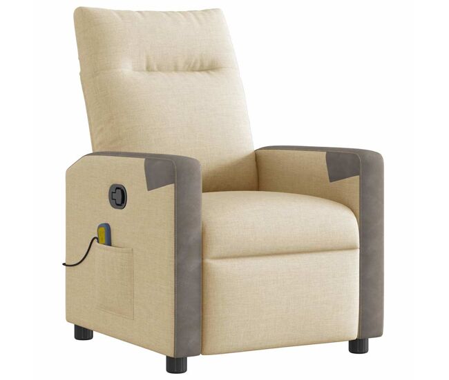 Sillón de masaje reclinable - sillón relax de tela crema