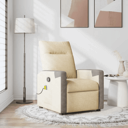 Poltrona de massagens reclinável - Poltrona relax tecido cor creme