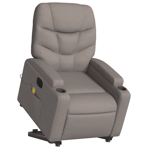 Poltrona elétrica elevatória massagens - Poltrona relax tecido cinza-acastanhado