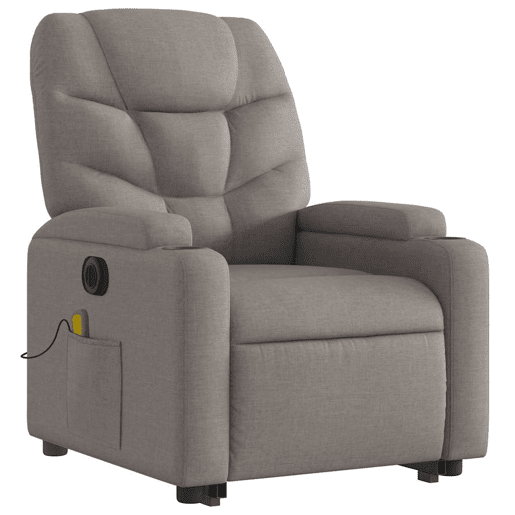 Poltrona elétrica elevatória massagens - Poltrona relax tecido cinza-acastanhado
