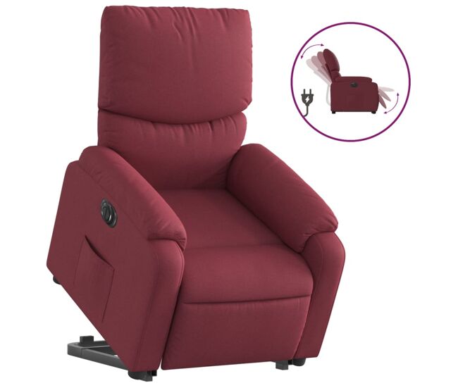 Sillón eléctrico reclinable elevable - sillón relax de tela rojo tinto