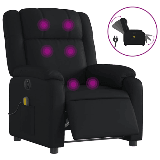 Poltrona massagens reclinável - Poltrona relax elétrica couro artificial preto