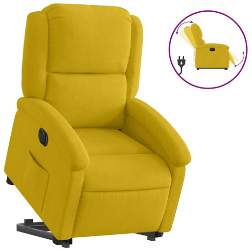 Poltrona reclinável - Poltrona relax elétrica veludo amarelo