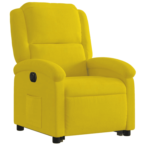 Poltrona reclinável - Poltrona relax elétrica veludo amarelo