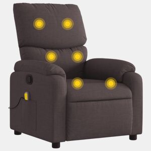 Poltrona de massagens reclinável - Poltrona relax tecido castanho-escuro