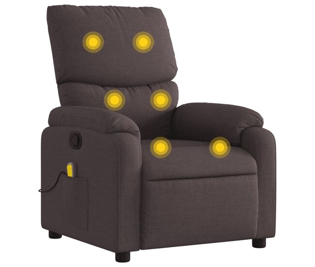 Sillón de masaje reclinable - sillón relax de tela marrón oscuro