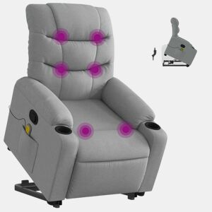 Poltrona reclinável massagens - Poltrona relax tecido cinzento-claro
