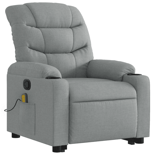 Poltrona reclinável massagens - Poltrona relax tecido cinzento-claro