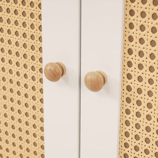 Armário roupeiro 180x85x52 cm - 2 portas, gaveta grande, prateleiras ajustáveis, rattan - Branco Armário roupeiro 180x85x52 cm - 2 portas, gaveta grande, prateleiras ajustáveis, rattan - Branco
