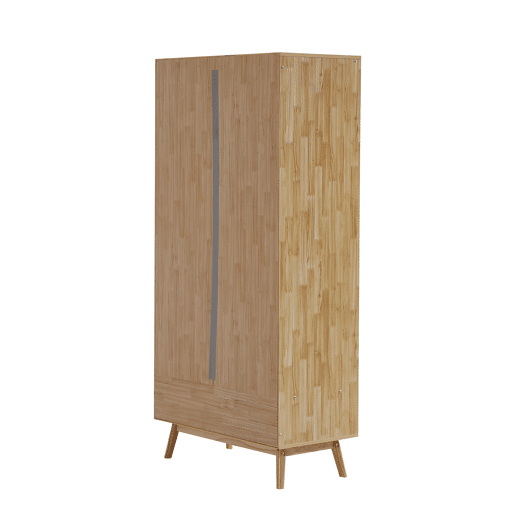 Armário com barra e 2 portas - Com tampa inferior rebatível, design em vime - Cor natural