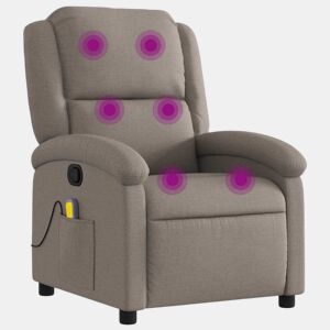 Poltrona de massagens reclinável - Poltrona relax tecido cinzento-acastanhado