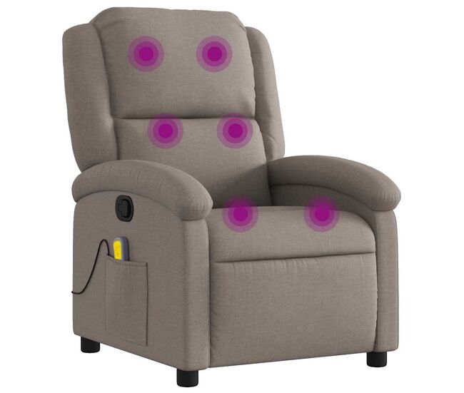 Sillón de masaje reclinable - sillón relax de tela gris taupé